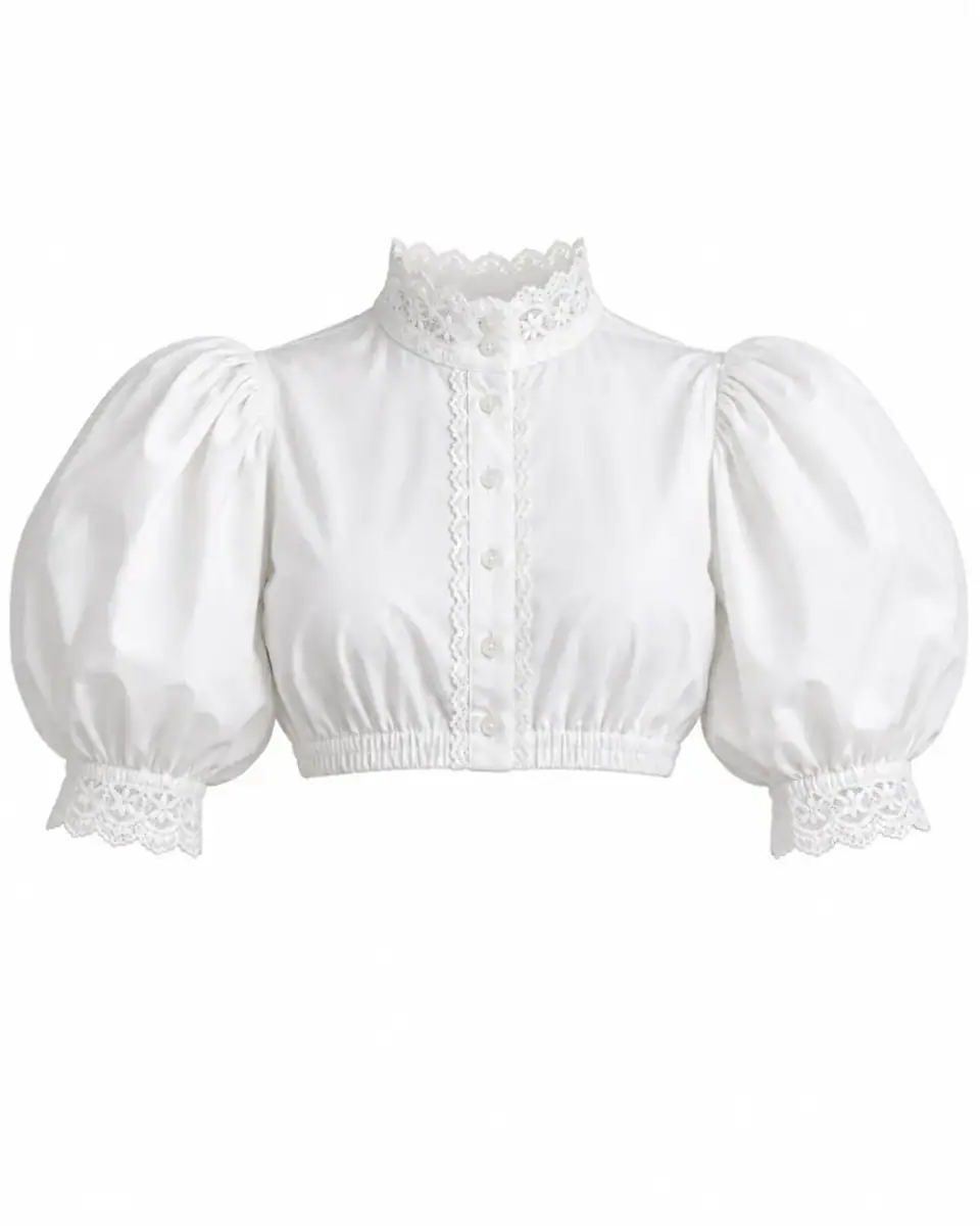 Blusa de Dirndl com Manga Bufante